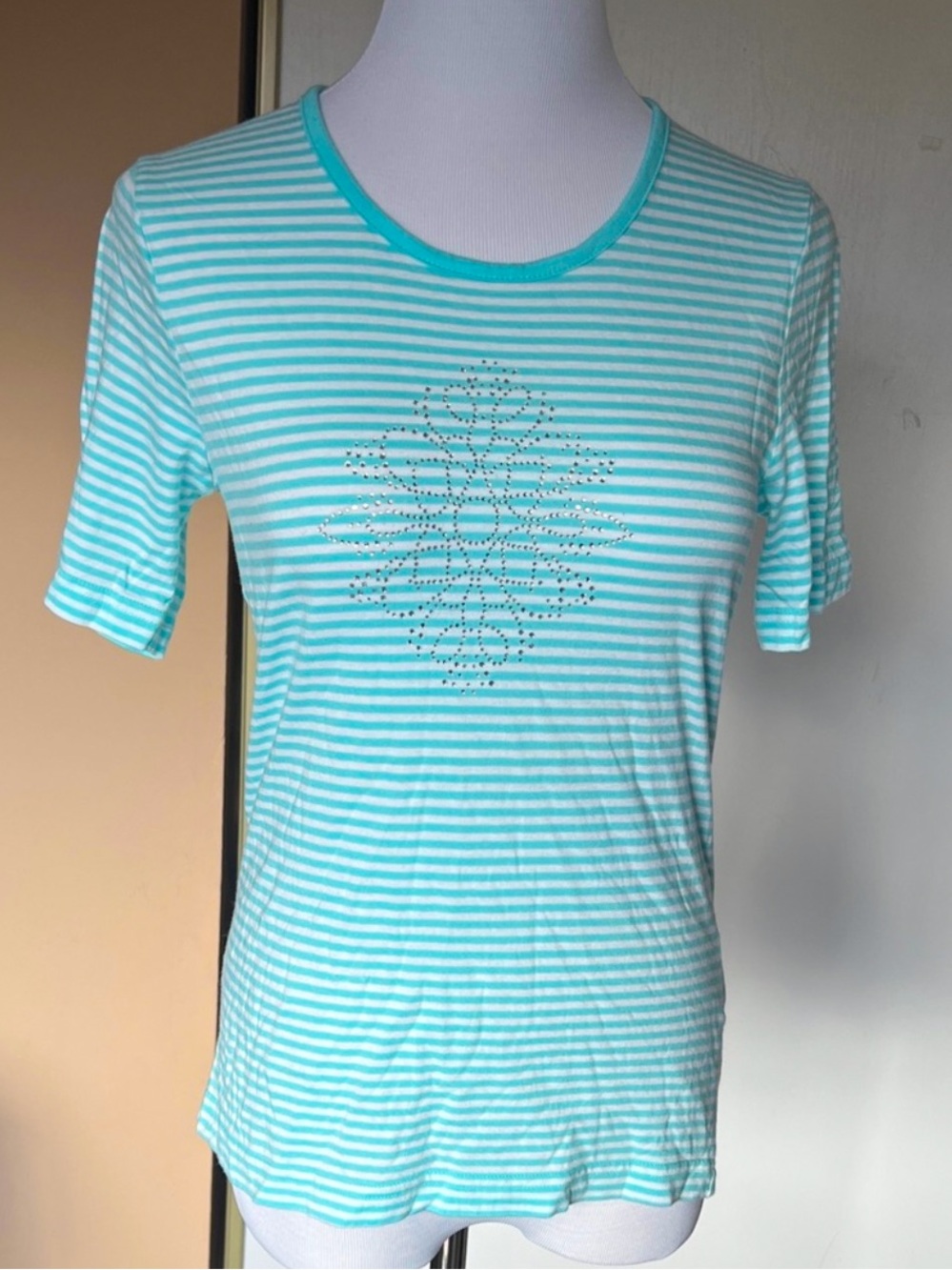 Aqua Striped Women's Top
